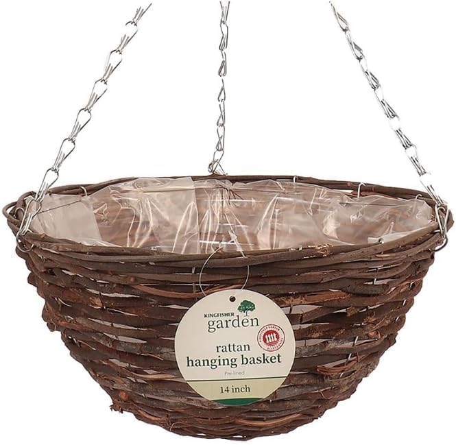 X2 14" Dark Rattan Hanging Baskets