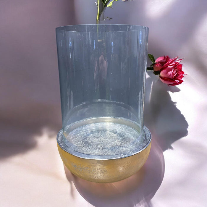 32CM NICKEL PLATED HURRICANE CANDLE HOLDER