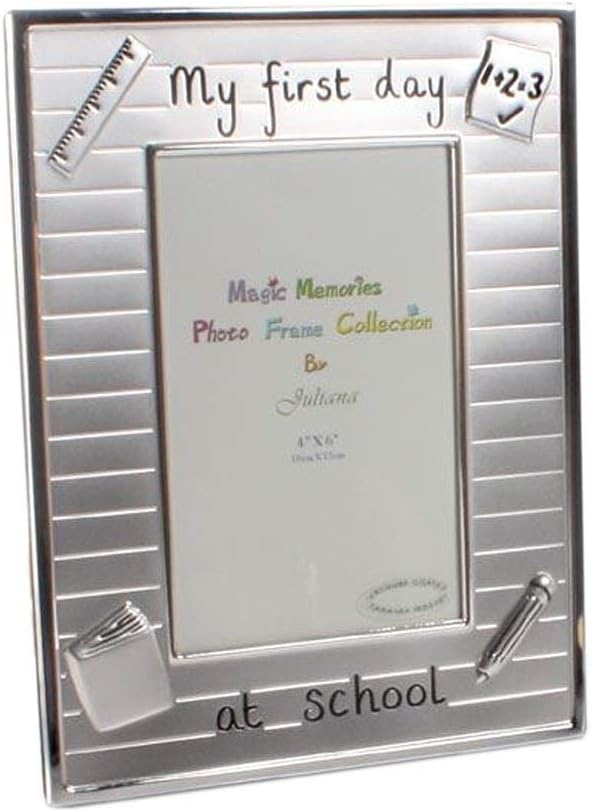 CELEBRATIONS® Silver plated My First Day at School Photo Frame – 6x4 Inch School Keepsake