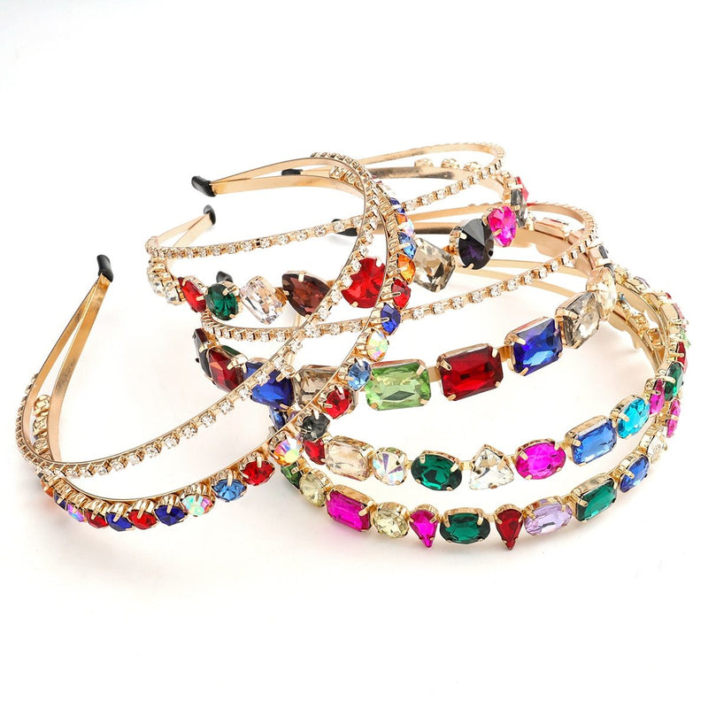Alloy Rhinestone Headband for Women - Double Row Hair Hoop