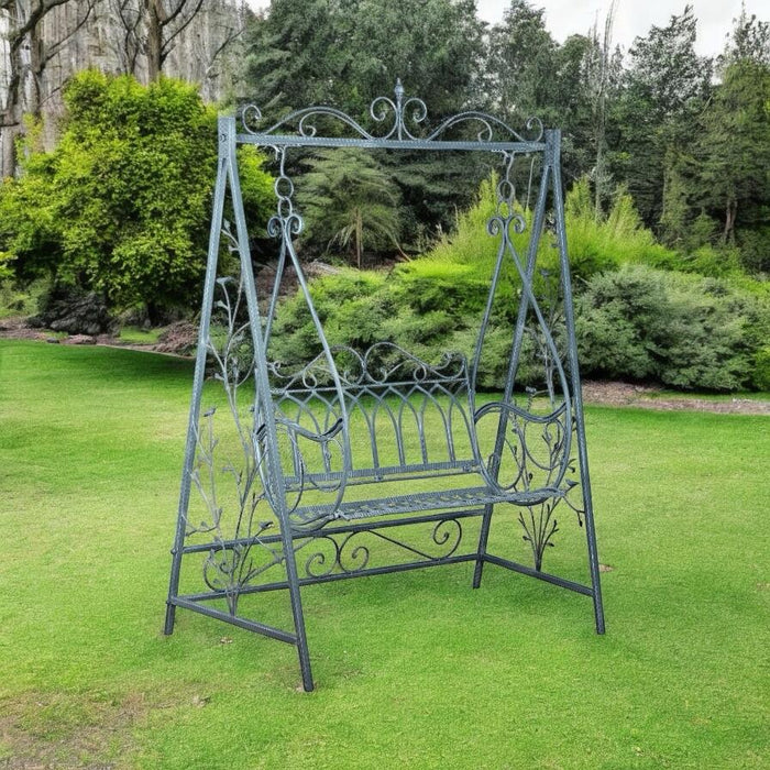 GREEN METAL SWING BENCH