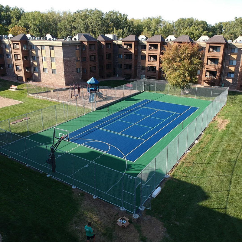 Singles Tennis Court System with Court Markings