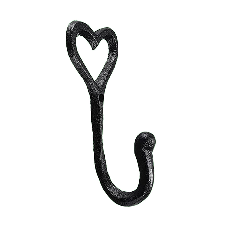 5 Heart Shaped Wrought Iron Coat Hooks – Rustic Wall Mounted Hooks