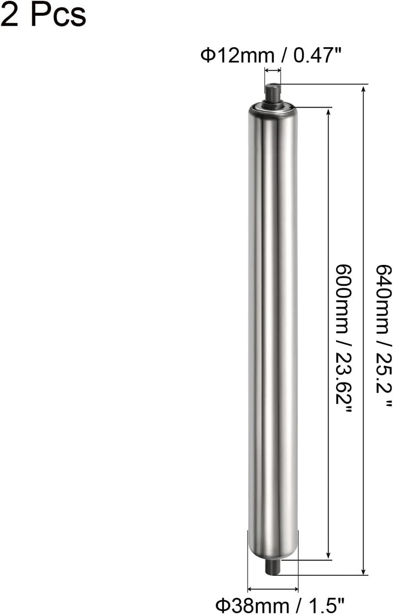 Conveyor Roller 1.5 Inch x 24 Inch Stainless Steel 2 Pack PATIKIL