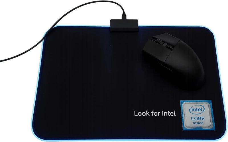 Intel Gaming Mouse Pad Blue Led Light-Up Anti Slip 36.5X25.5cm for PC and Laptop
