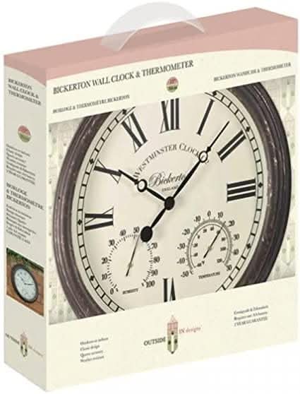 Bickerton Vintage Style Wall Clock & Thermometer 15"