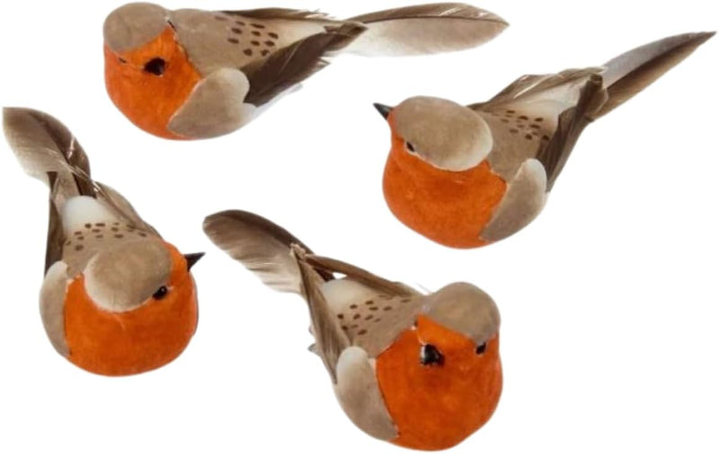 4 Pack Clip-on Robin Decorations