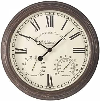 Bickerton Vintage Style Wall Clock & Thermometer 15"
