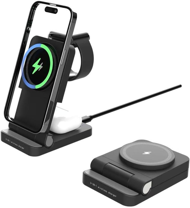 YF-3 15W Magnetic Wireless Charger – 3-in-1 Charging Station for Phone, Watch & AirPods