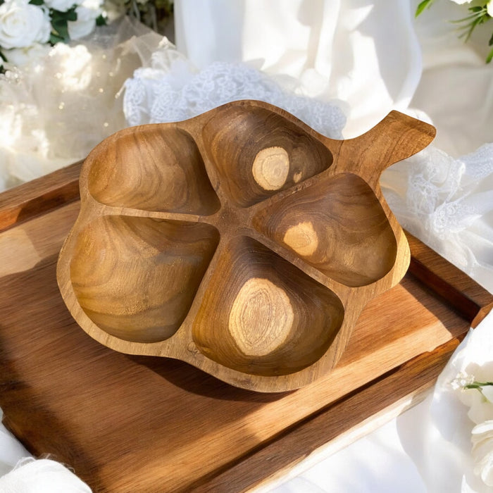 30CM TEAK ROOT 3 CLOVER BOWL