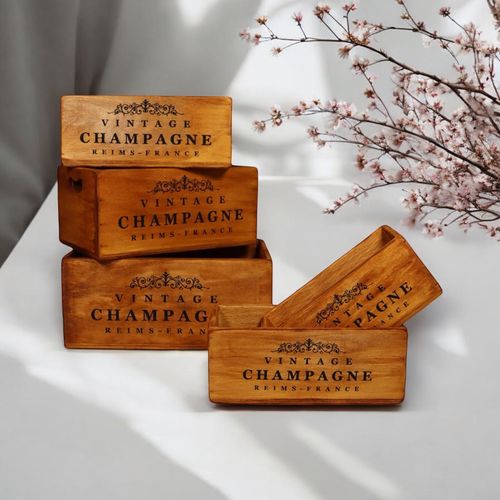 53/48/43CMSET 3 WOODEN CHAMPAGNE TOFFEE TRAYS - InStock