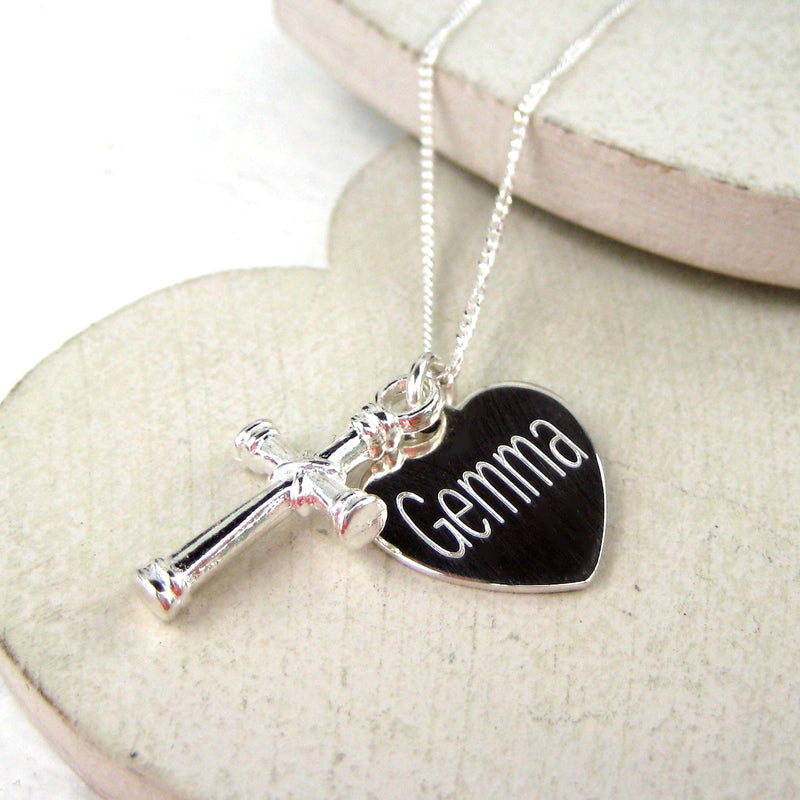 Personalised Sterling Silver Cross Charm Necklace