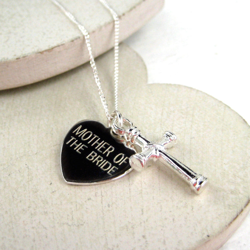 Personalised Sterling Silver Cross Charm Necklace