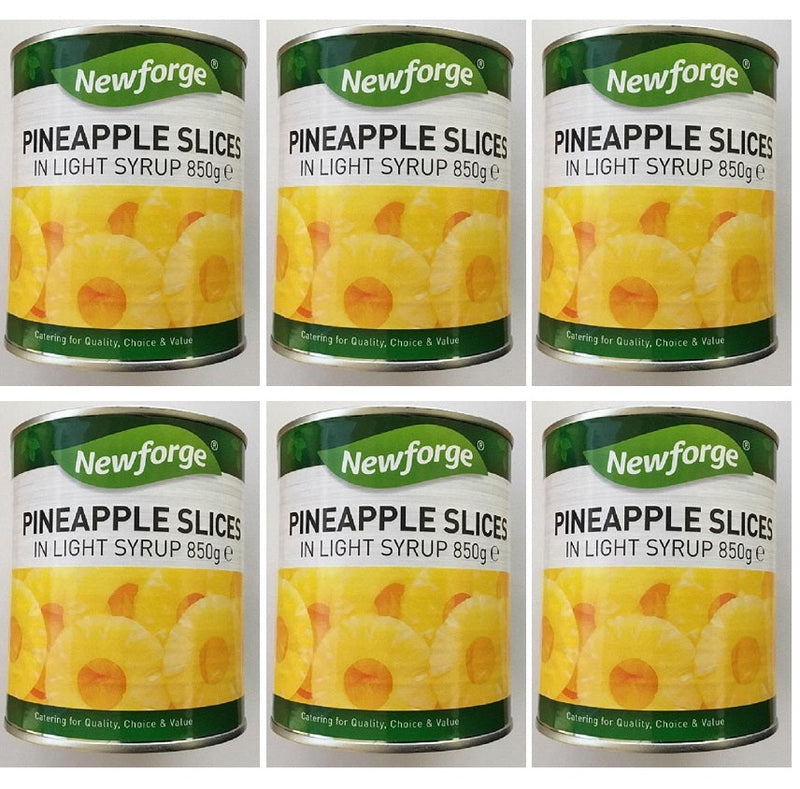 6 x Newforge Pineapple Pieces In Light Syrup 850G