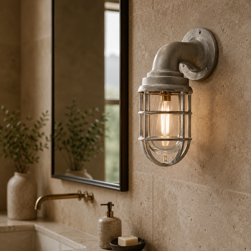 Beachamwell ~ Raw Cast Bulkhead Outdoor & Bathroom Sconce Wall Light ~ 10.5 Inch