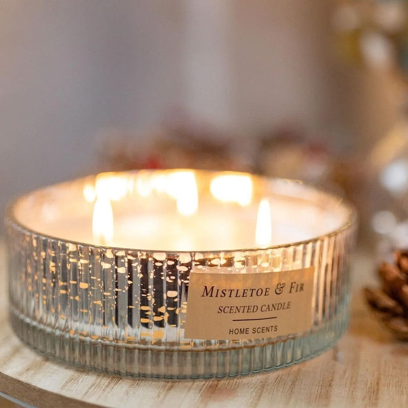 Embossed Mistletoe and Fir Scented Candle
