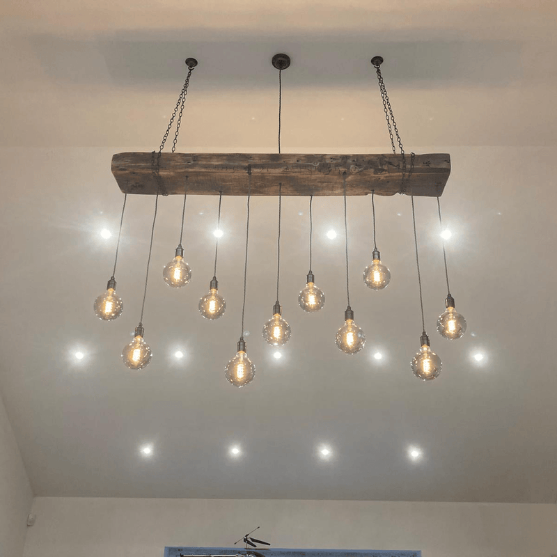 Chunky Wooden Beam Chandelier XXL Long Drop