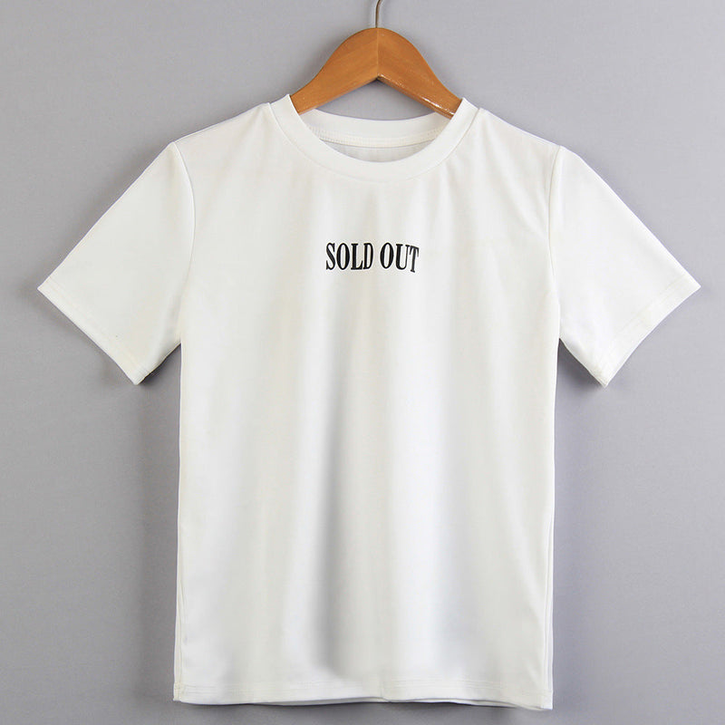 Women's Round Neck Letter T Shirt