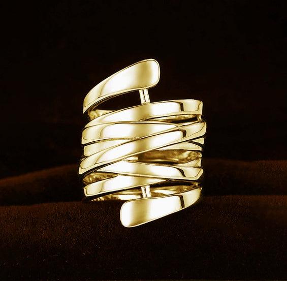 Geometric Metal Jewelry Winding Hoop Ring