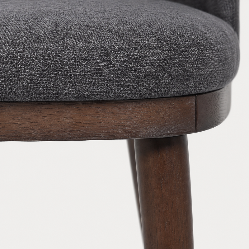 Dany Set of 2 Walnut Dining Chairs in Black Fabric