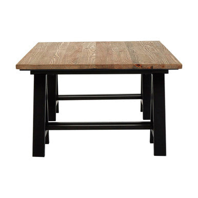 Natural Rectangular Pine Wood Coffee Table with Black Metal A-Frame Legs, Hampstead