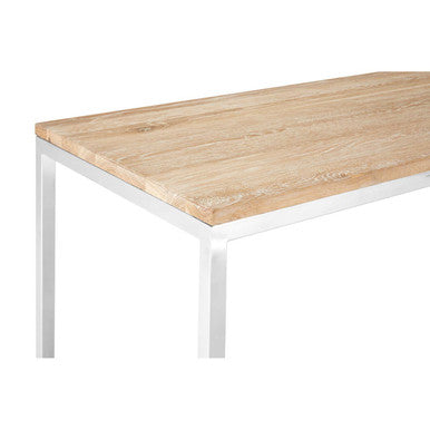 Natural Oak Wood Top Console Table with Stainless Steel Frame | Hampstead