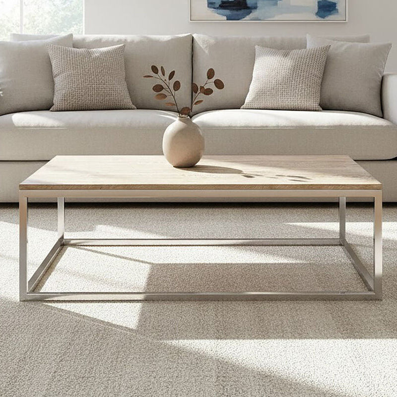 Natural Rectangular Coffee Table with Oak Wood Top | Hampstead