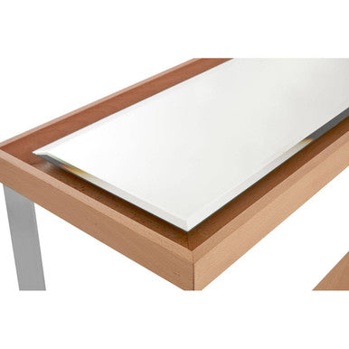 Mirrored Top Console Table with Open Storage Shelf and Silver Metal Frame | Kensington Townhouse