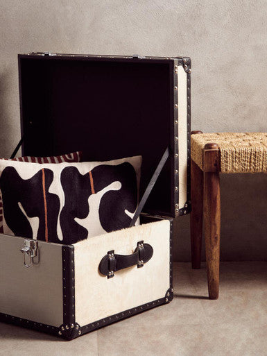 Black and White Genuine Cowhide Storage Trunk | Kensington Townhouse