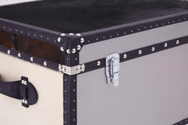 Black and White Genuine Cowhide Storage Trunk | Kensington Townhouse