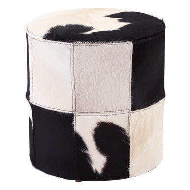 Cowhide Hair on Leather Stool | Kensington Townhouse