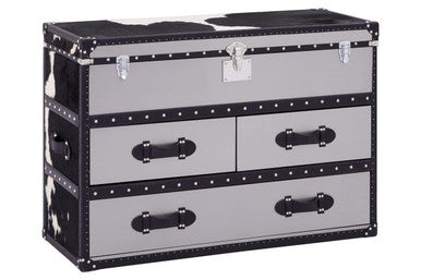Black and White Genuine Cowhide 3 Drawer Cabinet | Kensington Townhouse