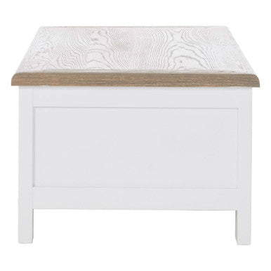 White Wooden Coffee Table with Natural Oak Top and 2 Storage Drawers | Hampstead
