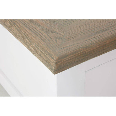White Wooden Coffee Table with Natural Oak Top and 2 Storage Drawers | Hampstead