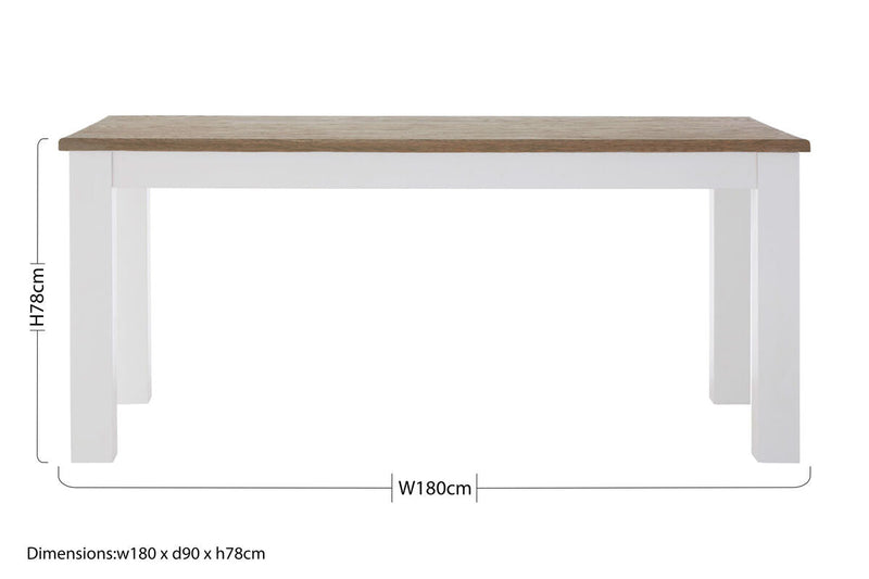 White Dining Table with Golden Oak Effect Tabletop | Hampstead