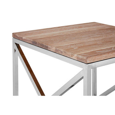 Natural Oak Wood Square Side Table with Metal Frame | Chiswick