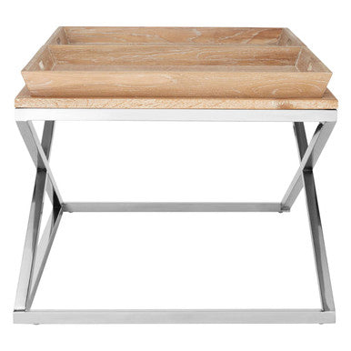 Silver Oak Wood Coffee Table with 2 Removable Tray Tops | Holland Park