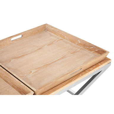 Silver Oak Wood Coffee Table with 2 Removable Tray Tops | Holland Park