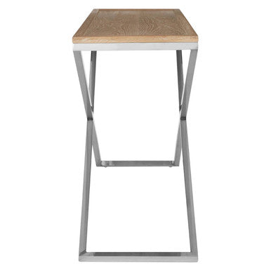 Silver and Natural Console Table with Metal Frame | Holland Park
