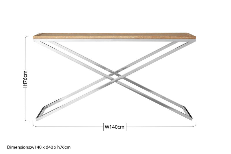 Silver and Natural Console Table with Metal Frame | Holland Park