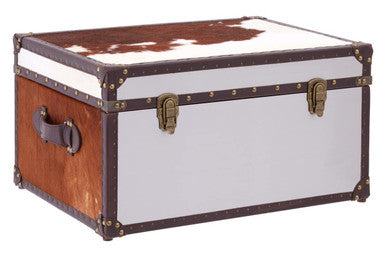 Brown and White Genuine Cowhide Storage Trunk | Kensington Townhouse