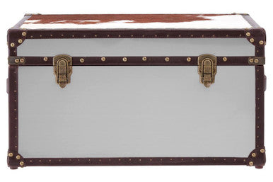 Brown and White Genuine Cowhide Storage Trunk | Kensington Townhouse
