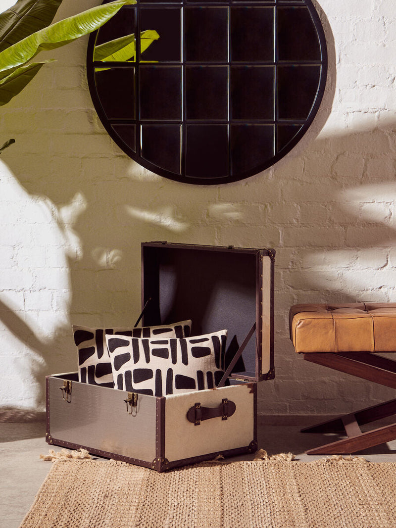 Brown and White Genuine Cowhide Storage Trunk | Kensington Townhouse