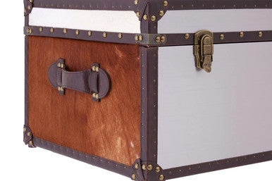 Brown and White Genuine Cowhide Storage Trunk | Kensington Townhouse