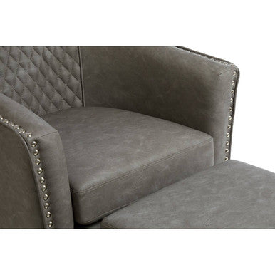 Grey Faux Leather Tub Chair with Footstool | Derby