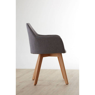 Grey Fabric Dining Chair with Beechwood Legs | Stockholm
