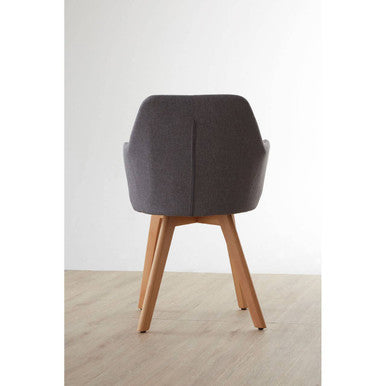 Grey Fabric Dining Chair with Beechwood Legs | Stockholm