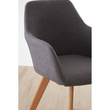 Grey Fabric Dining Chair with Beechwood Legs | Stockholm