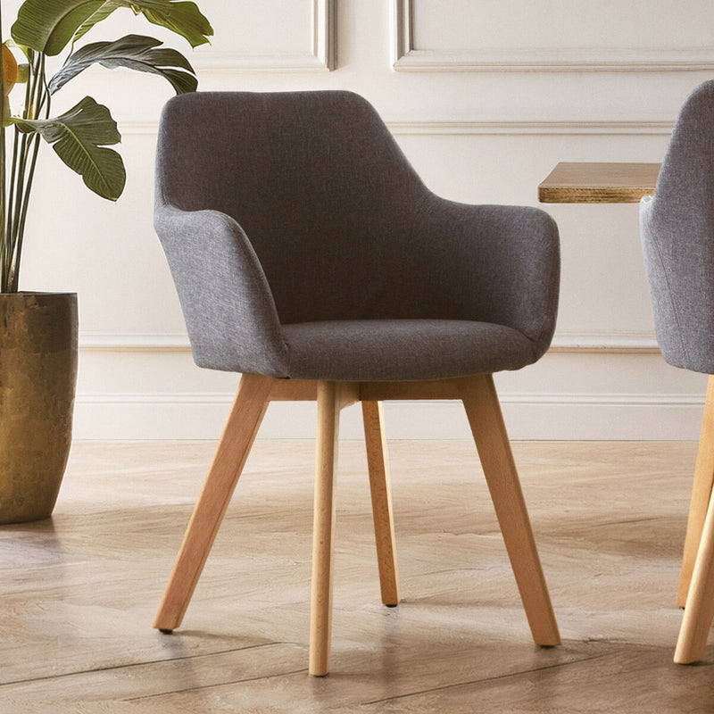 Grey Fabric Dining Chair with Beechwood Legs | Stockholm