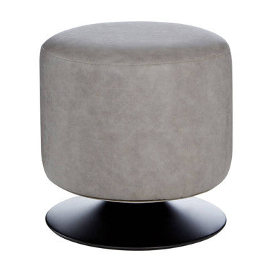 Ash Grey Faux Leather Pouffe | Dalston
